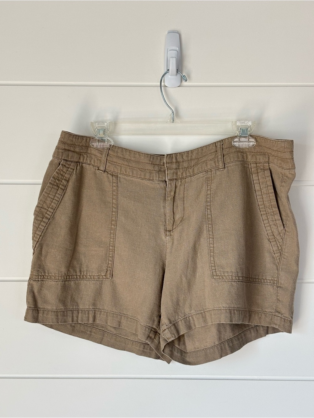 Kohl's Apt. 9 Women's Tan Linen Rayon Modern Fit Cargo Shorts Size 12